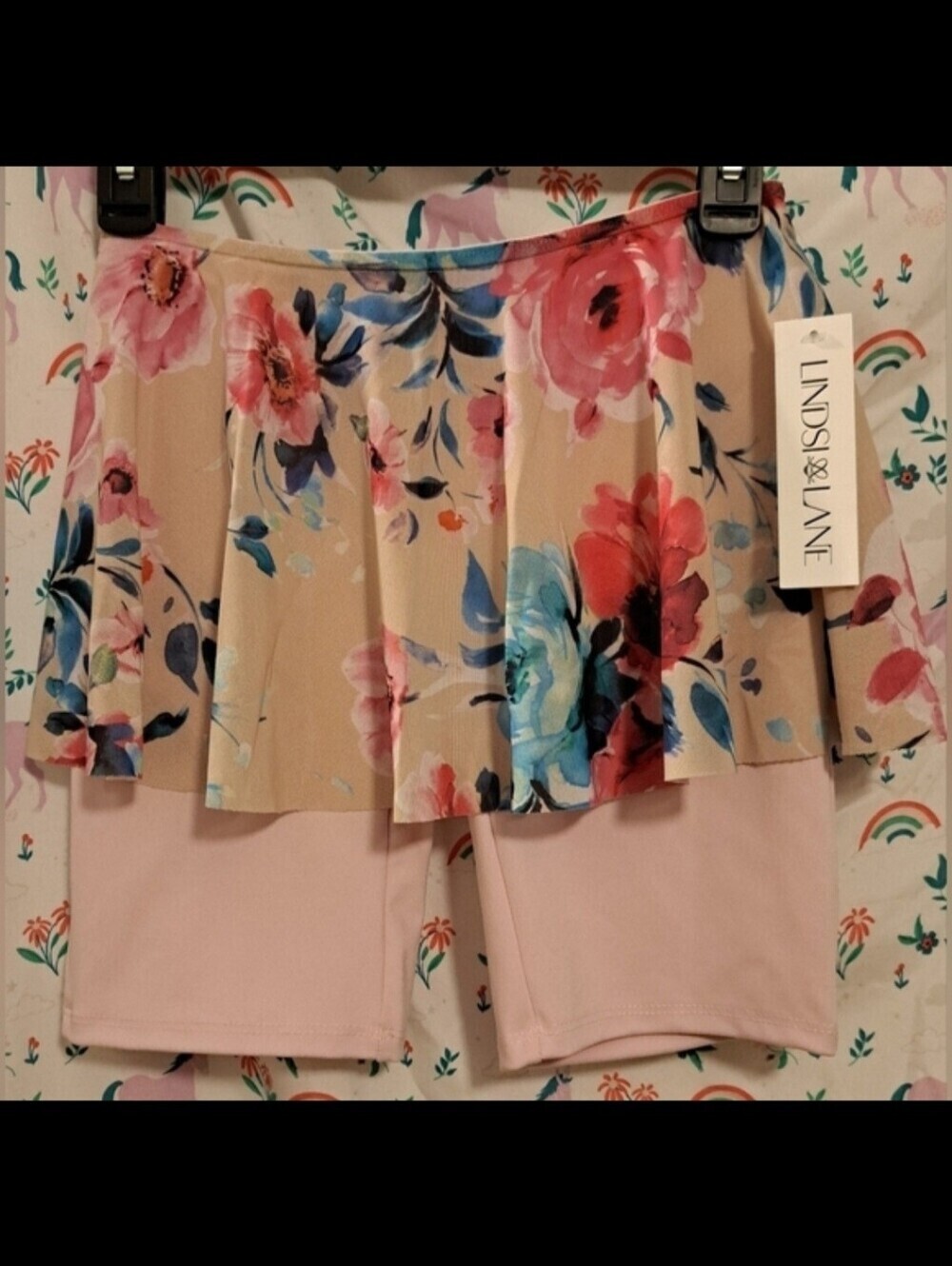 NWT Lindsi Lane Floral Boho Preppy Cottage Feminine Skort Shorts w/ Dress SZ S
